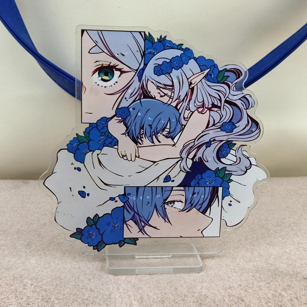 Frieren & Himmel Blue Floral Collage Acrylic Stand Frieren Beyond Journey's End Desktop Ornament Decor Gift for Fans