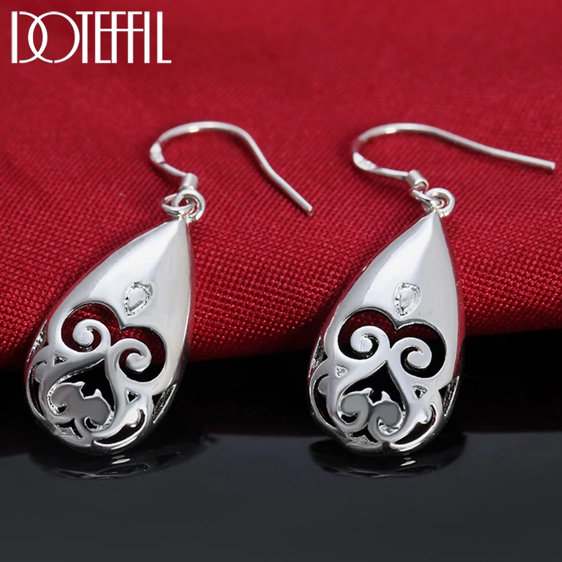 DOTEFFIL 925 Sterling Silver Grimace Water Droplets Drop Earring For Women Wedding Engagement Halloween Party  Jewelry