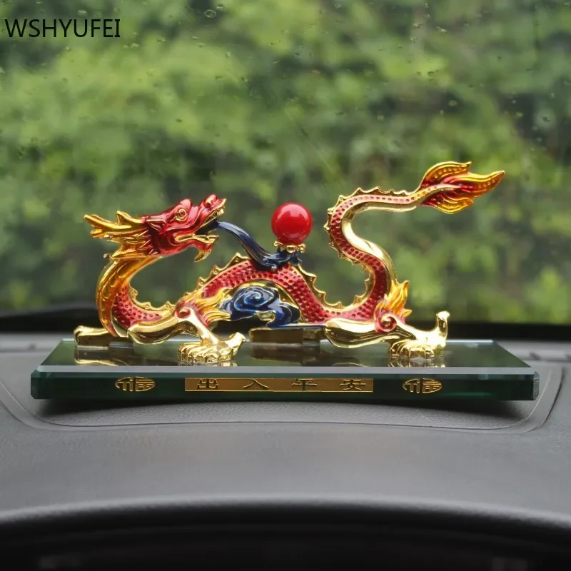 

Tradition Dragon Sculpture Decoration Crafts Living Room Fengshui Metal Ornaments Car Countertop Decorations Home Decor