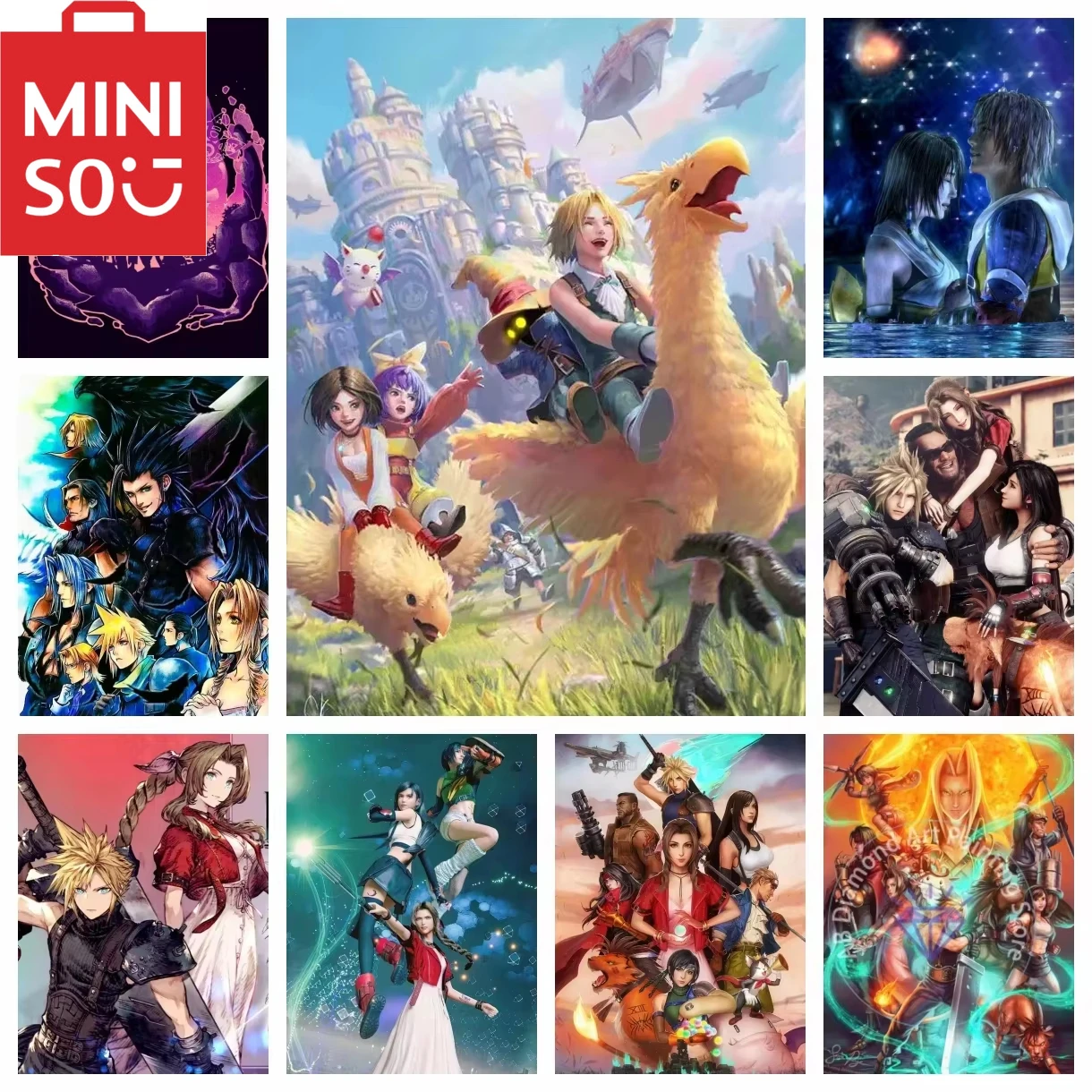 MINISO DIY pintura al óleo por número Final Fantasy juego dibujos animados decoración del hogar pared sala de estar cafetería Bar decoración de la habitación el mejor marco de regalo