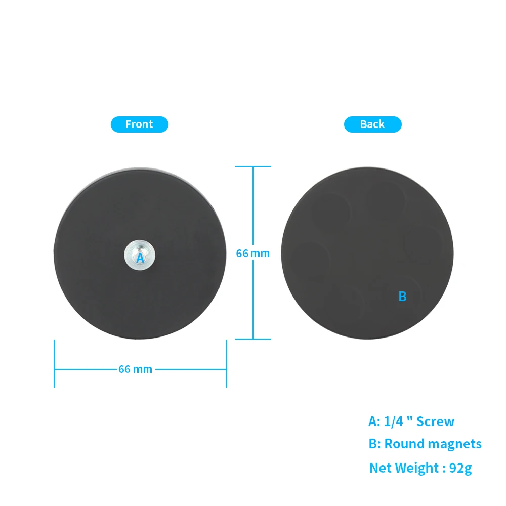 HDRIG 1 pieza D65mm Base magnética con tornillo de 1/4 "y soporte cubierto de goma montaje magnético para cámara SLR herramientas de iluminación LED