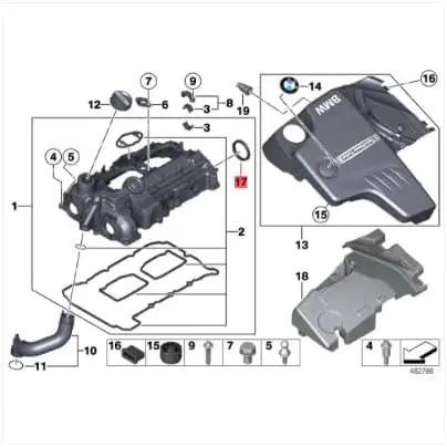 Link-Lock Valve Cover to Vacuum Pump Oil Seal 11127507217 for BMW N20 Engine 1 Series 3 Series 5Series X1 X3 X4 X5 X6 Z4 F15 F16