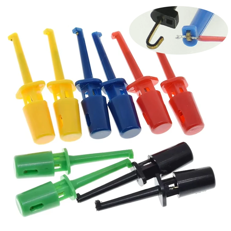 10Pcs Small Size Round Crocodile Clip Hook Test Clip Mini Single Test Hook Clip Test Probe For Electronic Testing IC Grabber