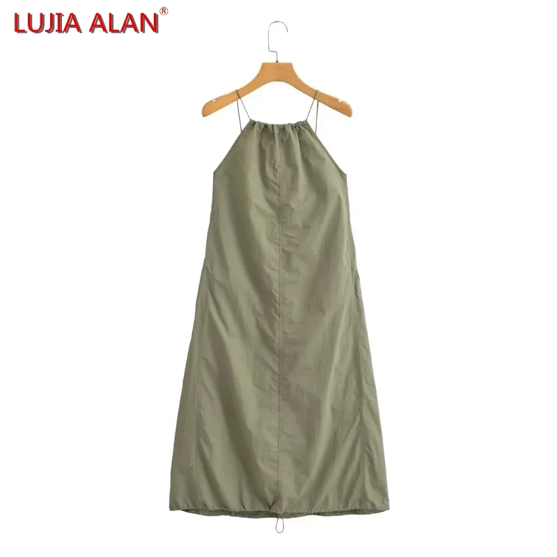 Summer New Women Sexy Backless Sling Midi Dress Female Casual Loose Vestidos 5 Colors LUJIA ALAN WD2811