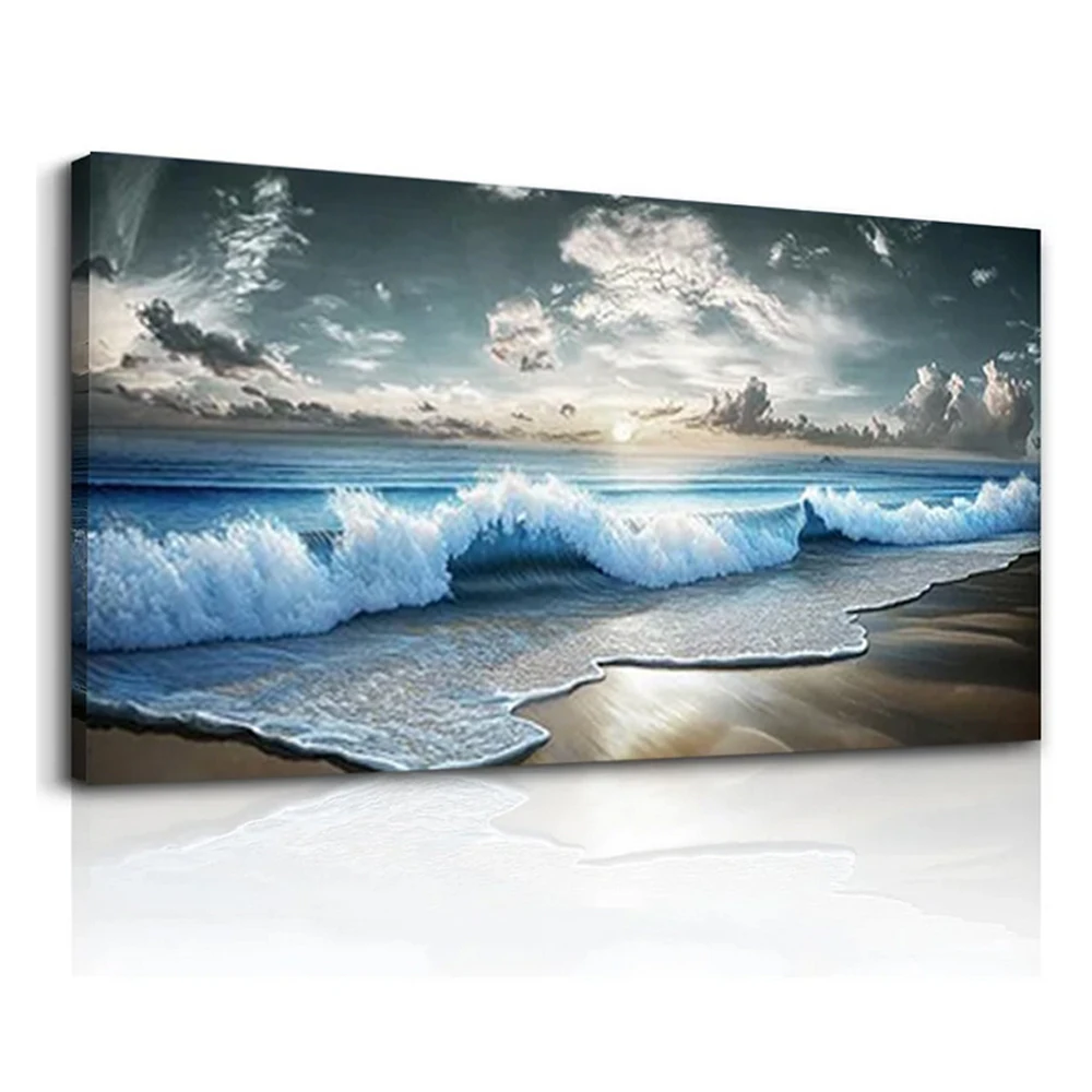 

Blue Ocean Diamond Painting Full Square Round Kit DIY Beach Embroidery Handmade Gift Mosaic Home Decoration Crafts