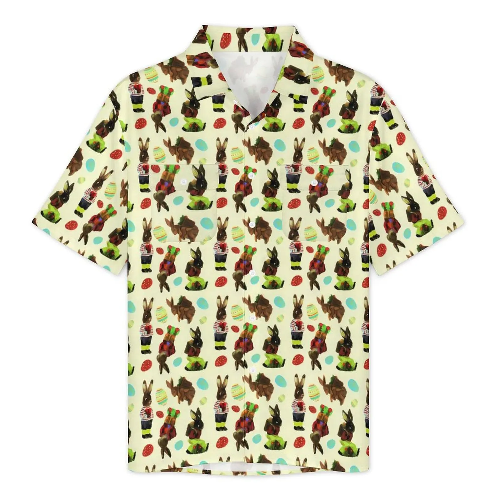 Bunny Rabbit Vacation Shirt Men Vintage Animal Elegant Casual Shirts Hawaiian Short Sleeve Fashion Custom Oversized Blouses Gift