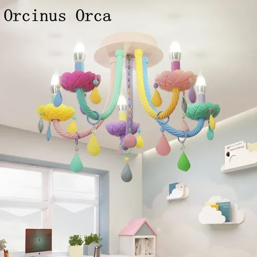 Creative Colorful Crystal ceiling lamp Princess Room Girl's Bedroom Children's Room Lights Cartoon LED Dream Glass ceiling lamp