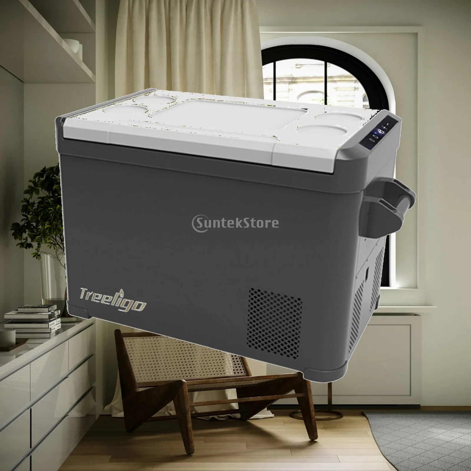 Car Refrigerator Low-Noise Portable Refrigerator Compressor Fridge Two-wayVoltage Cooler Compact for Campers, Camping