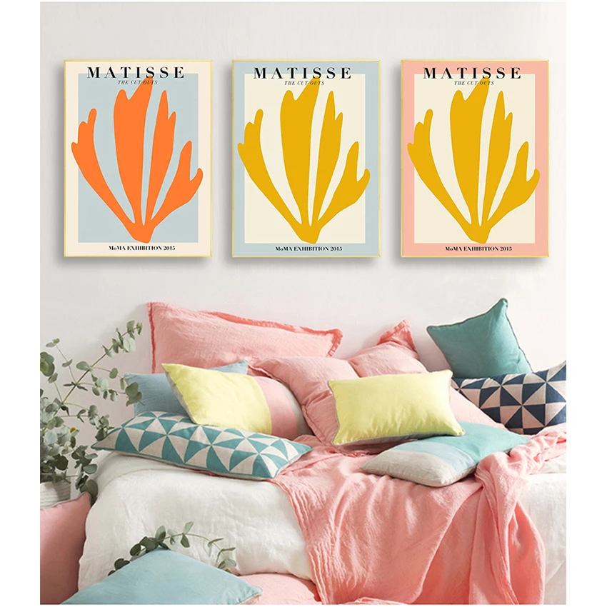 set posters and prints living room decoration Matisse floral poster abstract painting Tropical plants pop art 4 piece