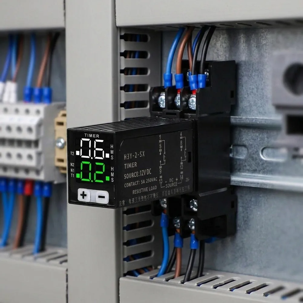 Digital Display Time Relay, 8/14 Pin LCD Relay, for Time Control, Digital Delay, Electric Equipment Accessory, 12V DC, 8 X 6 X 3