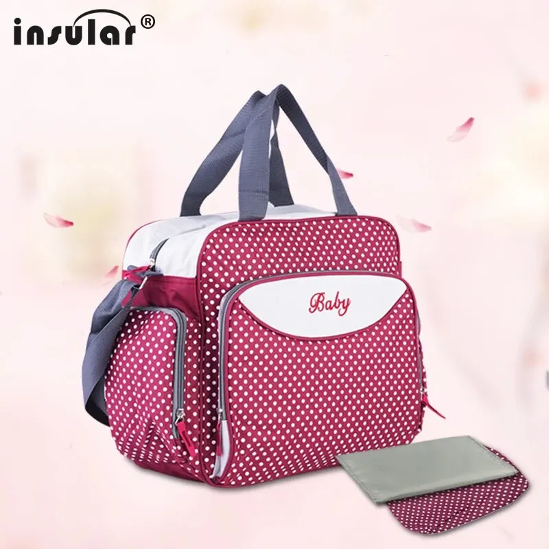 Insular 600D Dots Baby Mommy Diaper Bags Organizer Nappy Bags Maternity Stroller Diaper Handbag