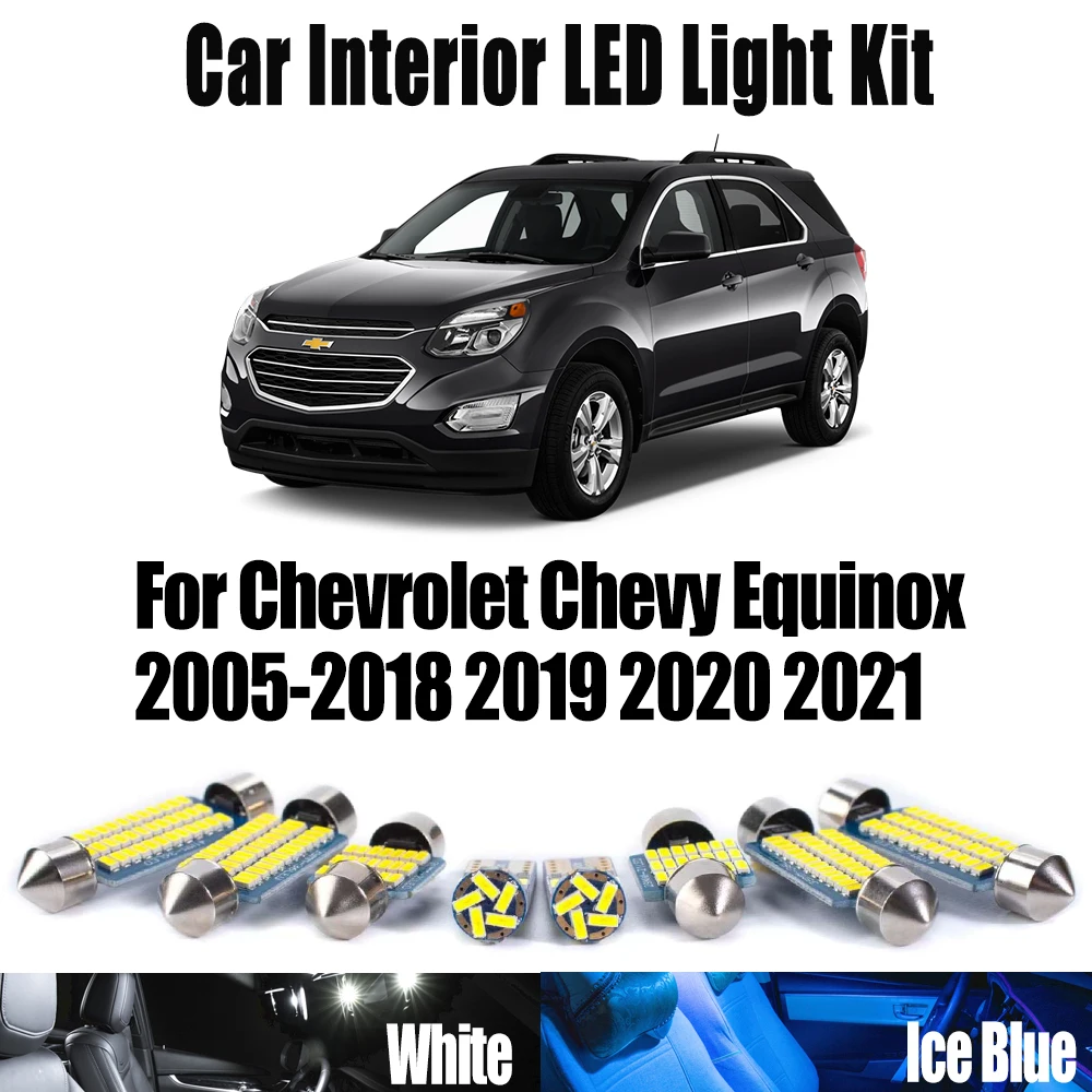 

For Chevrolet Chevy Equinox 2005-2018 2019 2020 2021 Canbus No Error Vehicle LED Interior Dome Map Light Kit Car Reading Bulbs