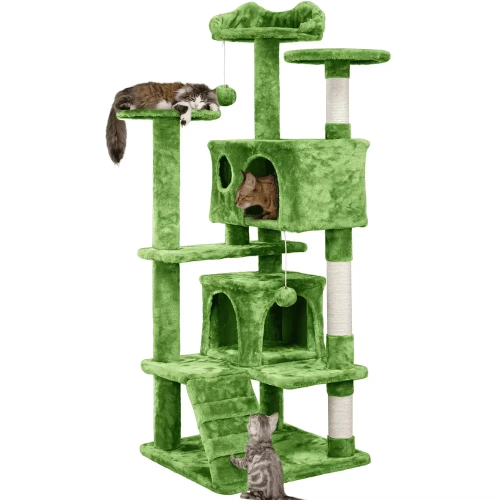 

Wholesale Customized Cat Tree House Luxury Morden Wooden Tree Tower Nature Solid Wood House Floor to Ceiling Cat Tree Pet Toys