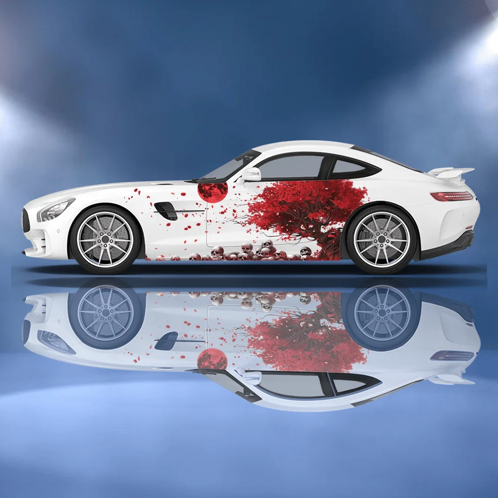 

Colorful Sakura Moon Skulls Car Side Sticker Decor,PVC Waterproof Scratch Resistant Decal, Car Protection, Auto Accessories Gift