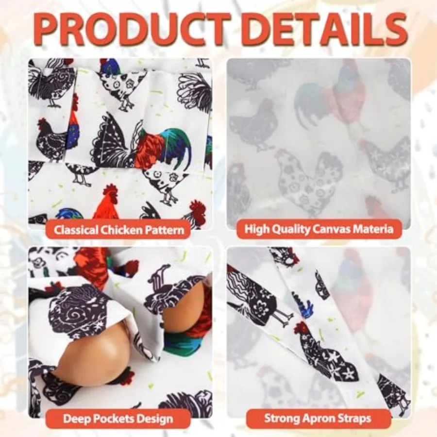 Grembiule e cestino per la raccolta delle uova Grembiule per pollo con 12 tasche profonde e 7 cestini con tasche profonde