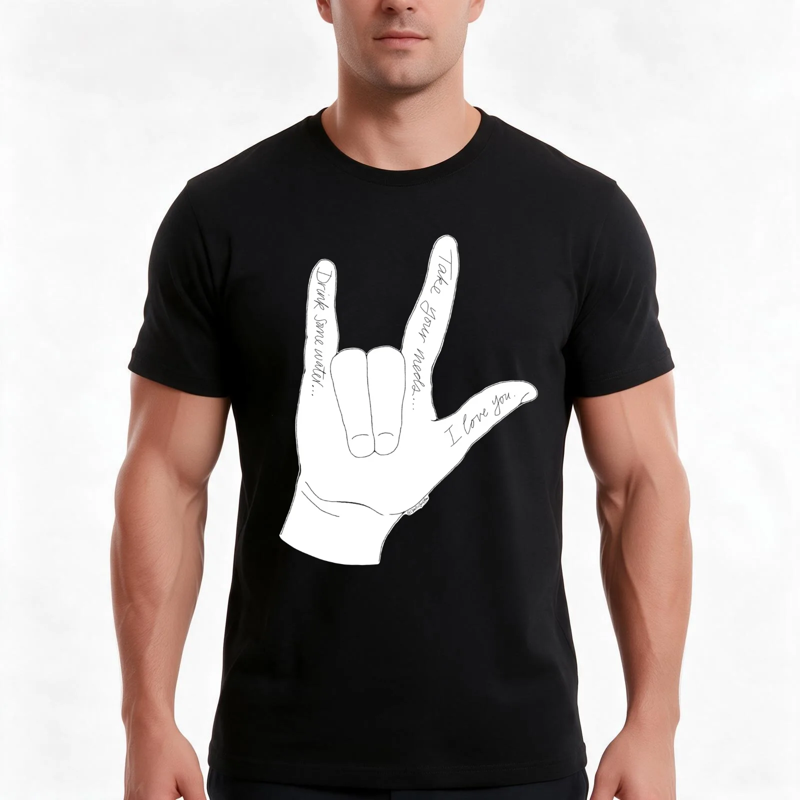 Water, Meds, ILY T-Shirt, Summer Casual Cotton Tee, Oversized Streetwear Tops, Vintage Graphic Print, Loose Fit Short Sleeve