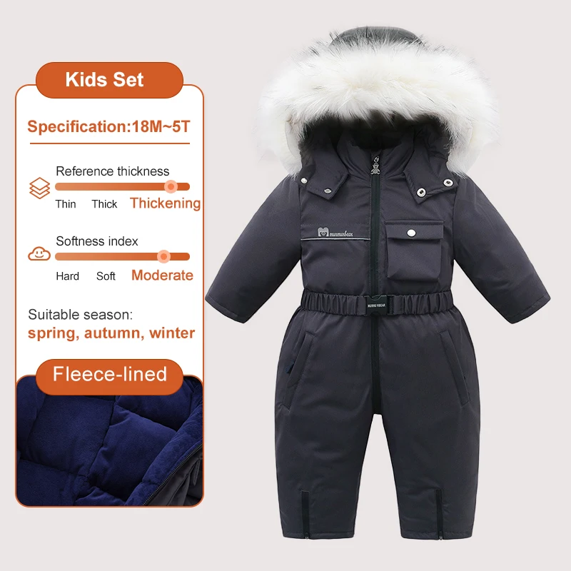 -30 درجة ملابس الشتاء للأطفال الأطفال بدلة تزلج مقنعين رشاقته الدافئة زائد المخملية الأطفال سترة معطف أطفال ملابس الطفل 1-5Y #3