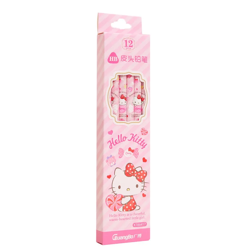 Imagem -05 - Sanrio 12 24 Pcs Kawaii Olá Kitty Cinnamoroll Melodia Papelaria dos Desenhos Animados Bonito Lápis Boxed hb Lápis para Alunos e Crianças