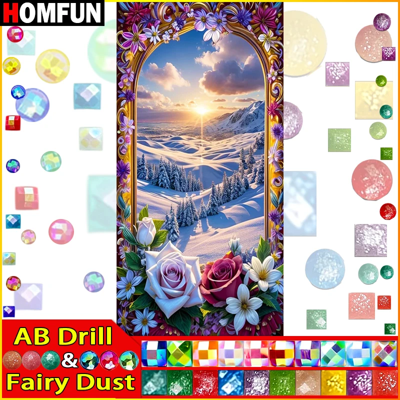 HOMFUN Fairy Dust AB Diy Full Square Round Drill 5D Diamond Painting Diamond Embroidery 