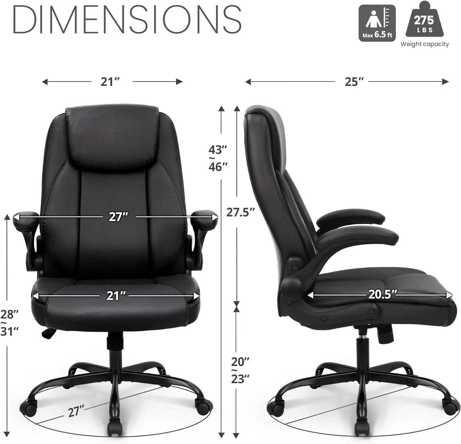 Comfort Canto Ergonômico Cadeira De Escritório, PU Cadeira Executiva, Aacolchoado Flip Up Braço, Cadeira De Computador, Apoio Lombar, Rodas Giratórias