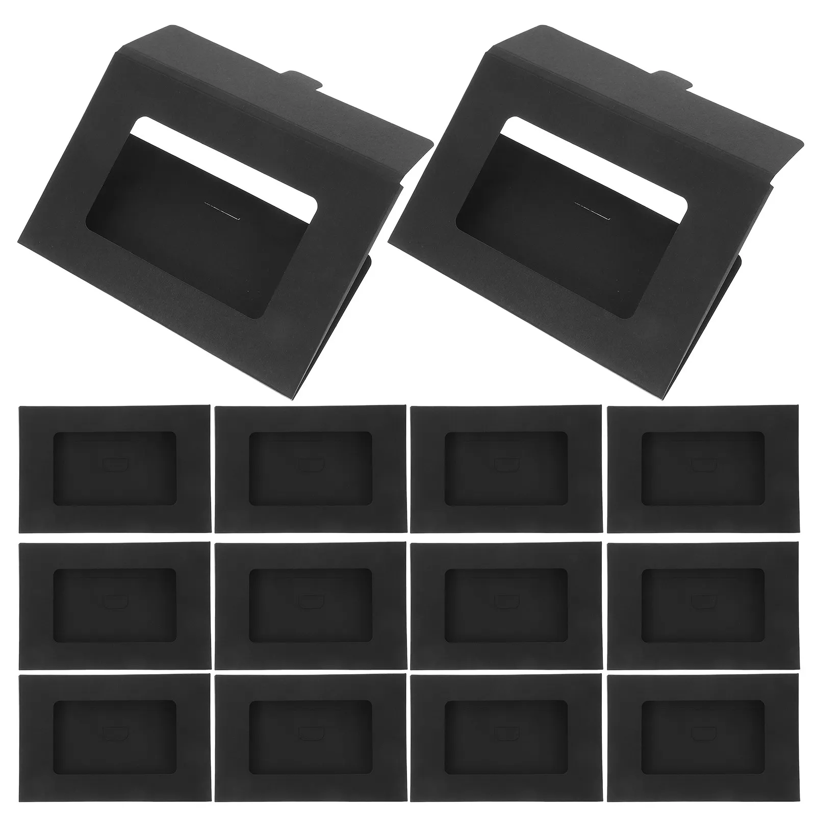 

Набор из 30 черных конвертов с окном для фотографий, картонных рамок и коробок для хранения открыток, для творчества и рукоделия