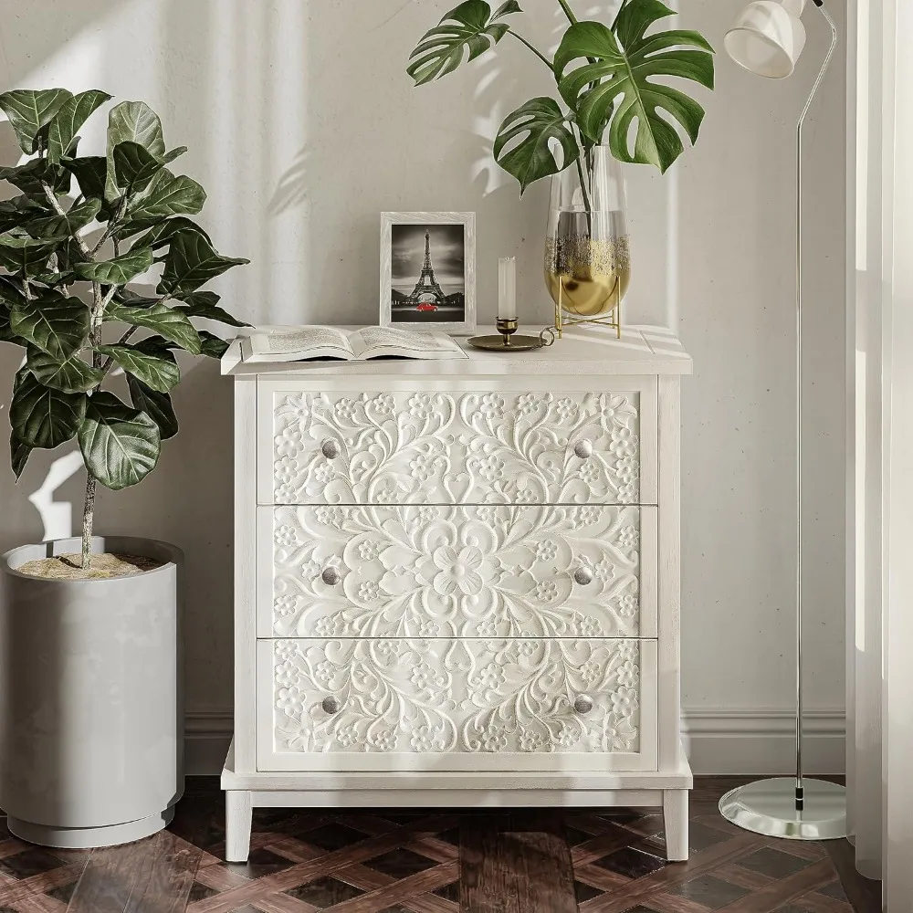 Fully-Assembled Flower Motif Dresser, Fully-Assembled Flower Motif Dressers, Set of  Farmhouse, Modern, Rustic Style, Dresser