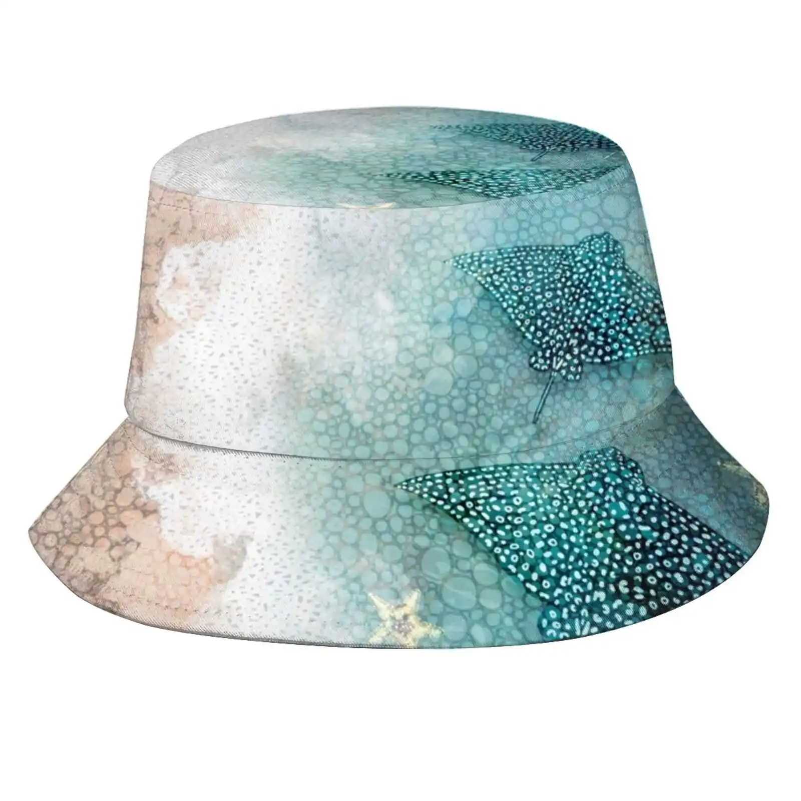 Stingrays In The Ocean Sun Cap Fisherman Hat Bucket Hats Stingray Ocean Beach Sea Fish Whale Summer Water Sun Vacation Pattern