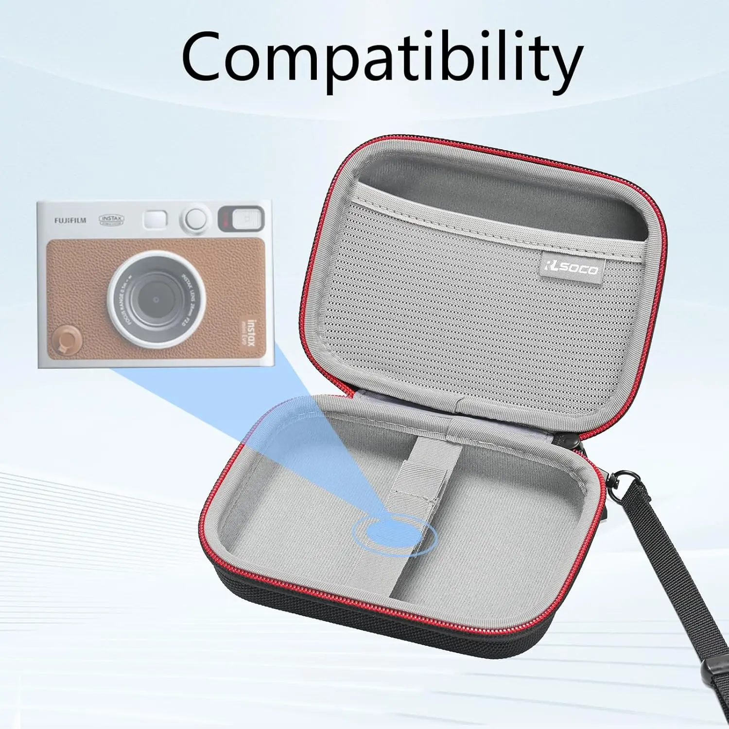 

Portable Hard Case for Fujifilm Instax Mini EVO Instant Camera Ultra Compact Travel Protective Pouch with Detachable Keychain