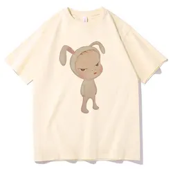 Yoshitomo Nara Baby Bunny Costume Graphic Print Tshirt Men Women Funny Cartoon Oversized T-shirts Summer Male Cotton T Shirts