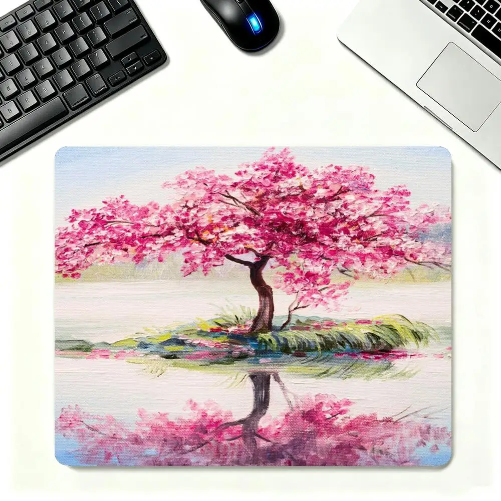 Cherry Blossom Scenery Overlocked Mouse Pad Mount Fuji Aurora Large Desk Pad Precision Edged Anti-Slip Computer Keyboard Pad