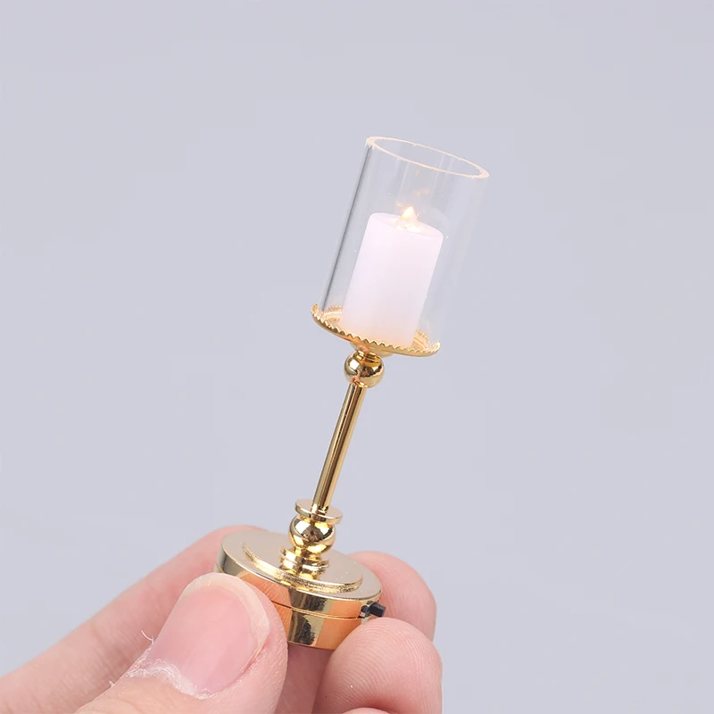 Mini 1:12 Miniature Table Candlestick Retro Doll House Lamps Decor Accessories Dollhouse Furniture Toys