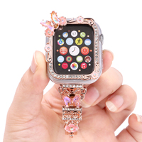 Women Luxury Watch Band for Apple Watch 9/8/7/SE6 5 4 3 2 1 Butterfly Integrated Protective Case And Film For Iwatch 40/41 44/45