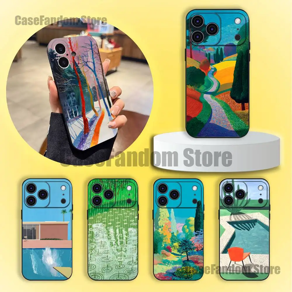 

D-David H-Hockney Art Black Soft Cover Phone Case For iPhone 17,16,15,14,13,12,11,Pro,Max,Plus
