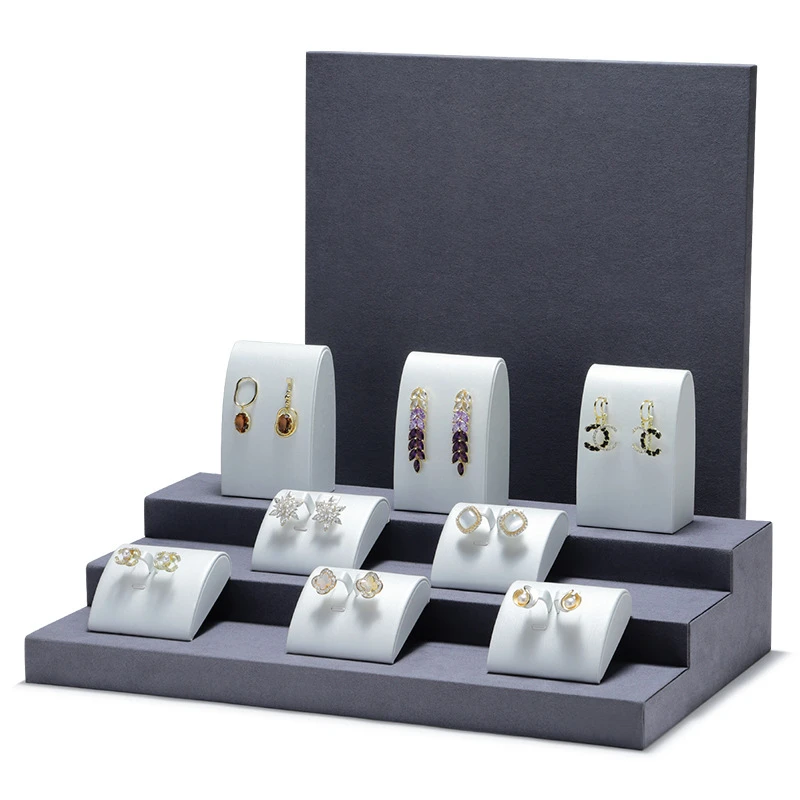 Multi-layer trapezoidal jewelry display stand live backplane earrings ring necklace bracelet jewelry display stand