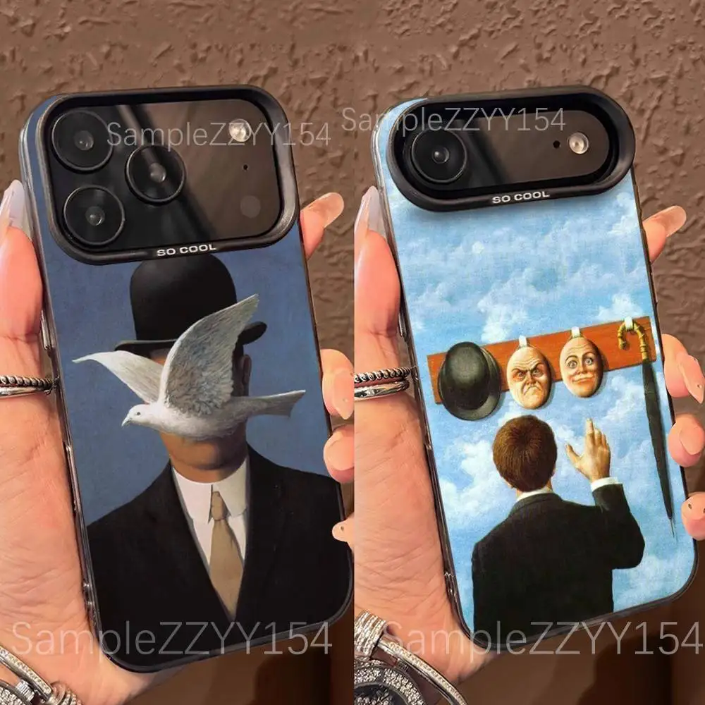 

Rene Magritte ART Phone Case For iPhone 17,16,15,14,13,12,X,8,Pro,Max,Plus,E,SE4,Air,Mini Black IMD Matte