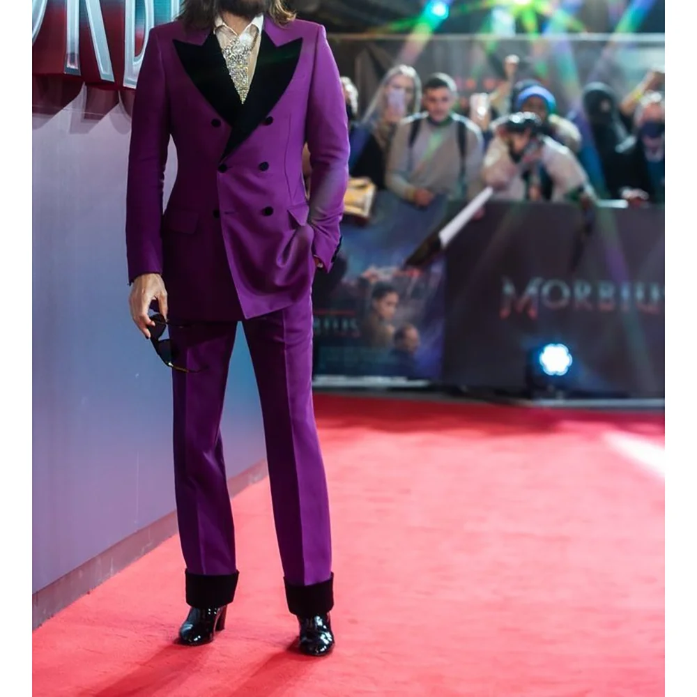 

Fashion 2 Pieces Men's Suit Jacket Pants Double Breasted Wedding Tuxedo High Quality Boutique Male Clothing