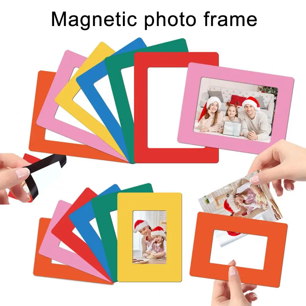 

6/12Pcs Magnetic Photo Frame Refrigerator Magnet Picture Art Painting Poster Display Frame Home Decoration PVC Photo Holder