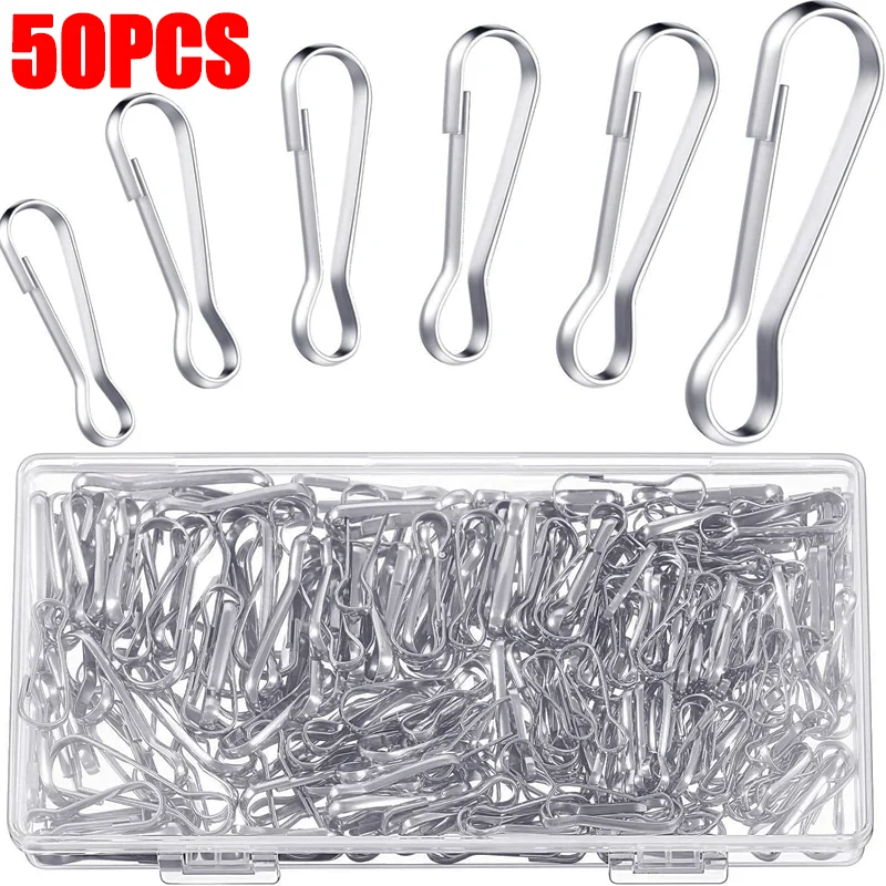 Stainless Steel Silver Spring Clip Hooks Metal Keychain Lanyard Connector Snap Hooks Buckles Key Ring Zipper Hanging Clasp