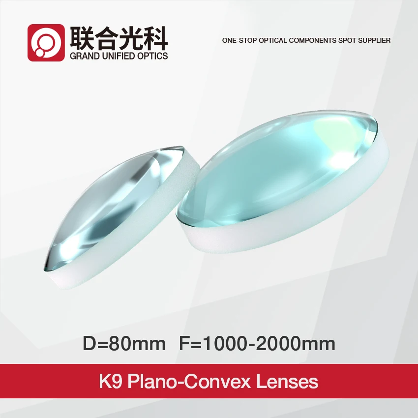 AR Coating FL1000mm 2000mm K9 Plano Convex Lenses with Dia80mm