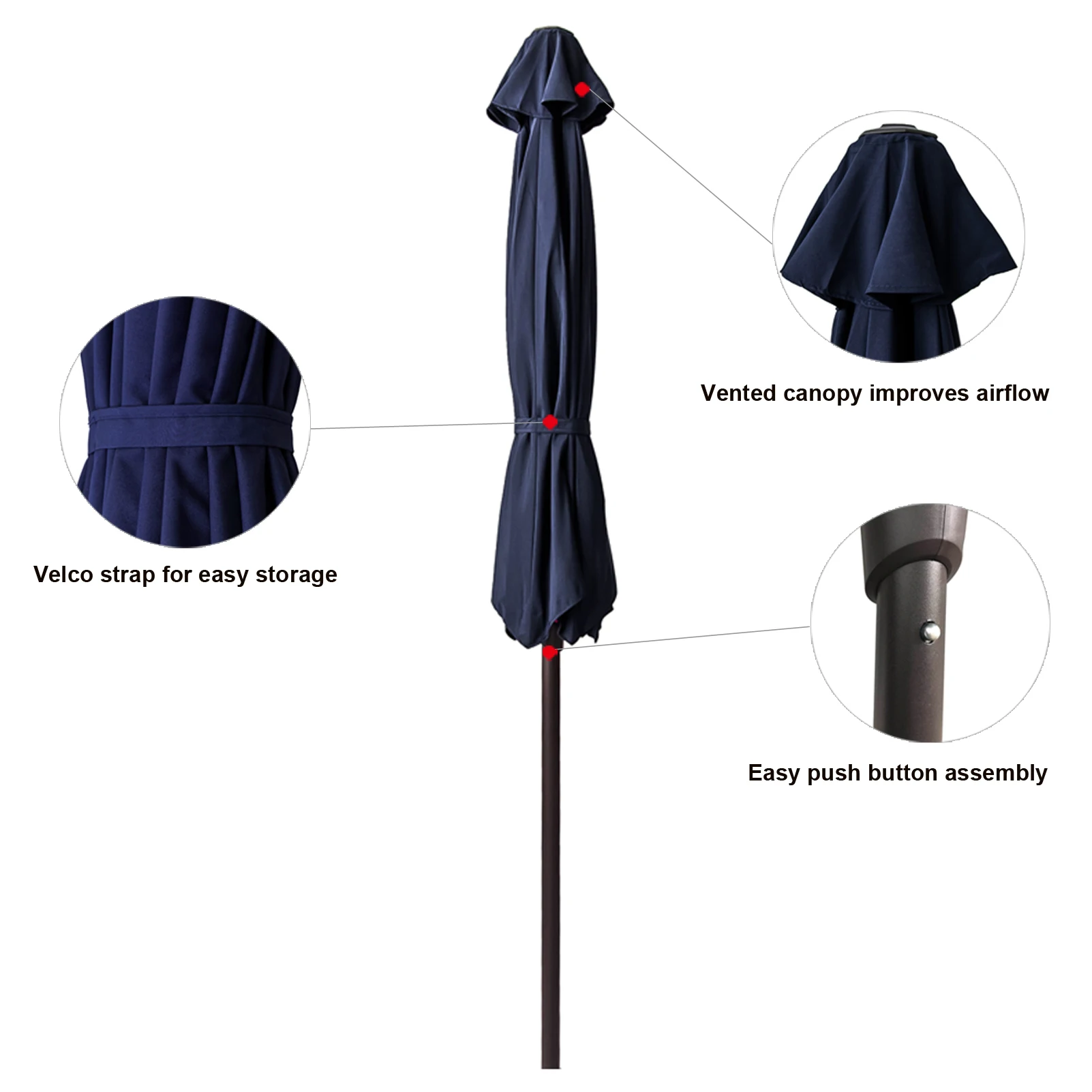 11 ft Außen Terrasse Markt Tisch Regenschirm mit Fiberglas Rippe Spitze und Tilt