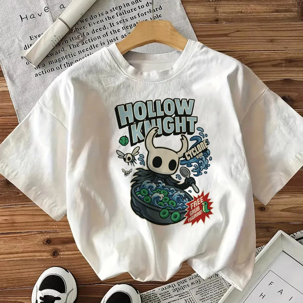 Футболка Hollow Knight для девочек, кавайная, в японском стиле, забавная, с манга-принтом, готическая, в стиле 2000-х, Y2K, гранж, недорогая