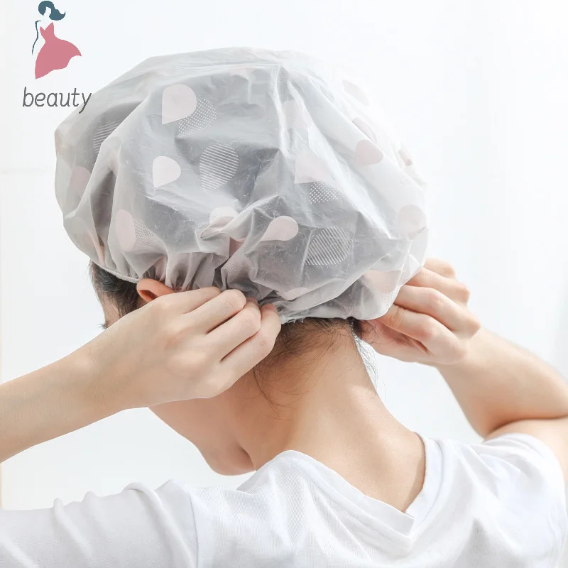 Gorro de baño con estampado de lazo para mujer, gorro de baño grueso, resistente al agua y con humo de aceite, suministros de peluquería para Spa, accesorios de baño, 1 piezas