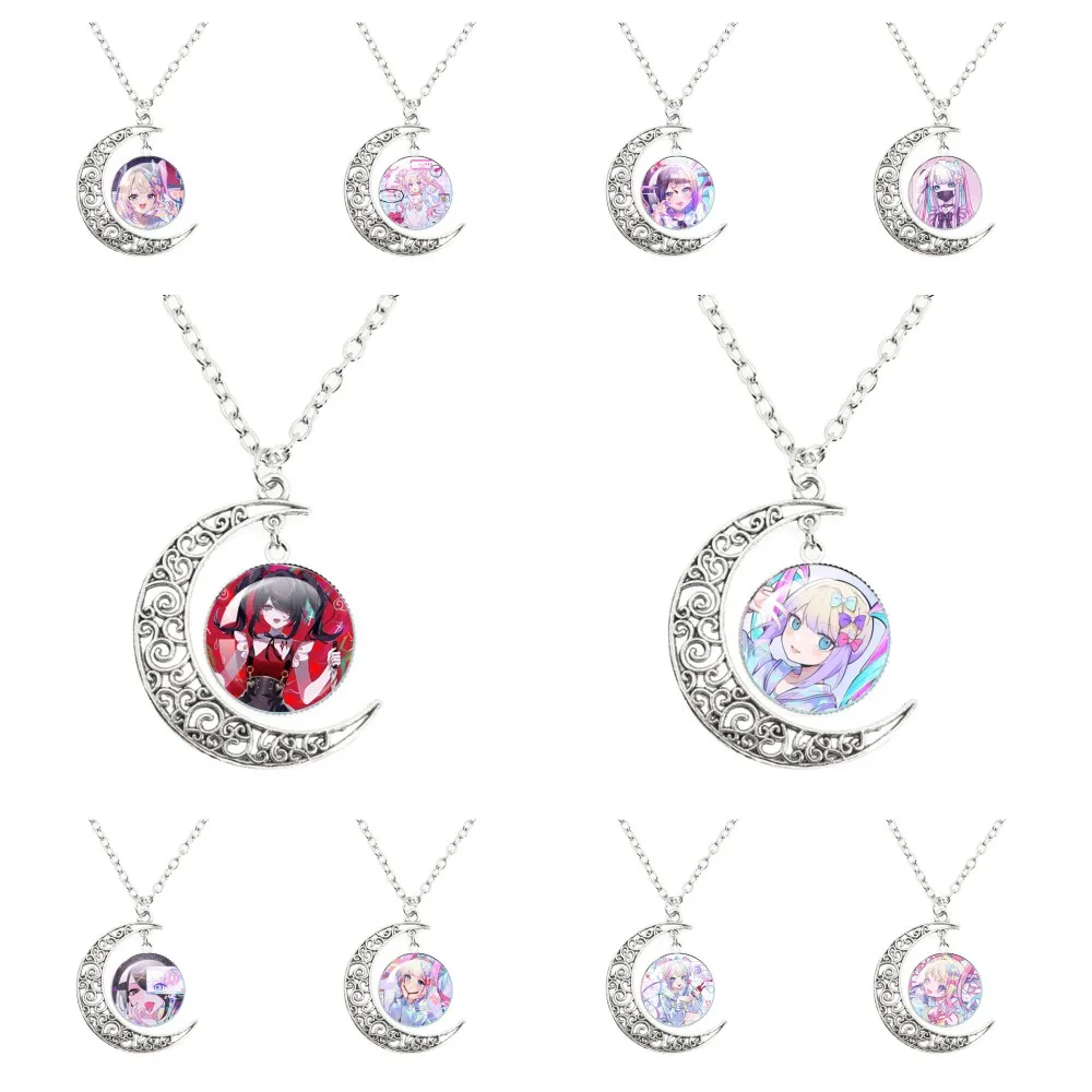 Needy Girl Overdose Game Moon Necklace Cute Ame Rain KAnge Cosplay Kawaii Pendant For Men Women Jewelry Gift Accessories