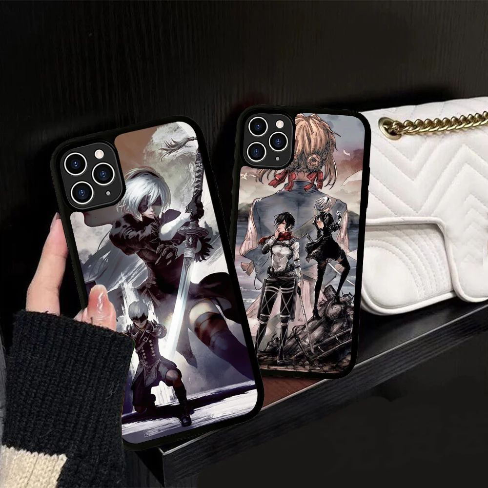 N-NieR A-Automata 2B Phone Case Silicone PC+TPU For For IPhone 11 12 13 14 15 16 Plus Pro Max Cover