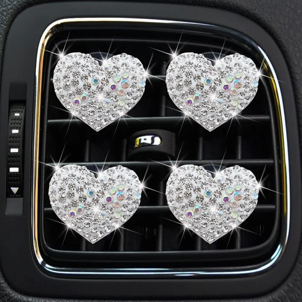 Heart-shaped Car Air Outlet Clip Creative Rhinestone Car Air Conditioning Air Outlet Perfume Decoration Clip Car Accessories