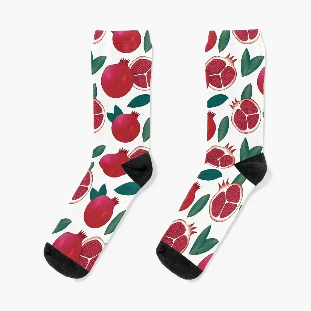 

Pomegranate with dark blue leaves seamless pattern Socks winter thermal Sports kids Socks Women Men's