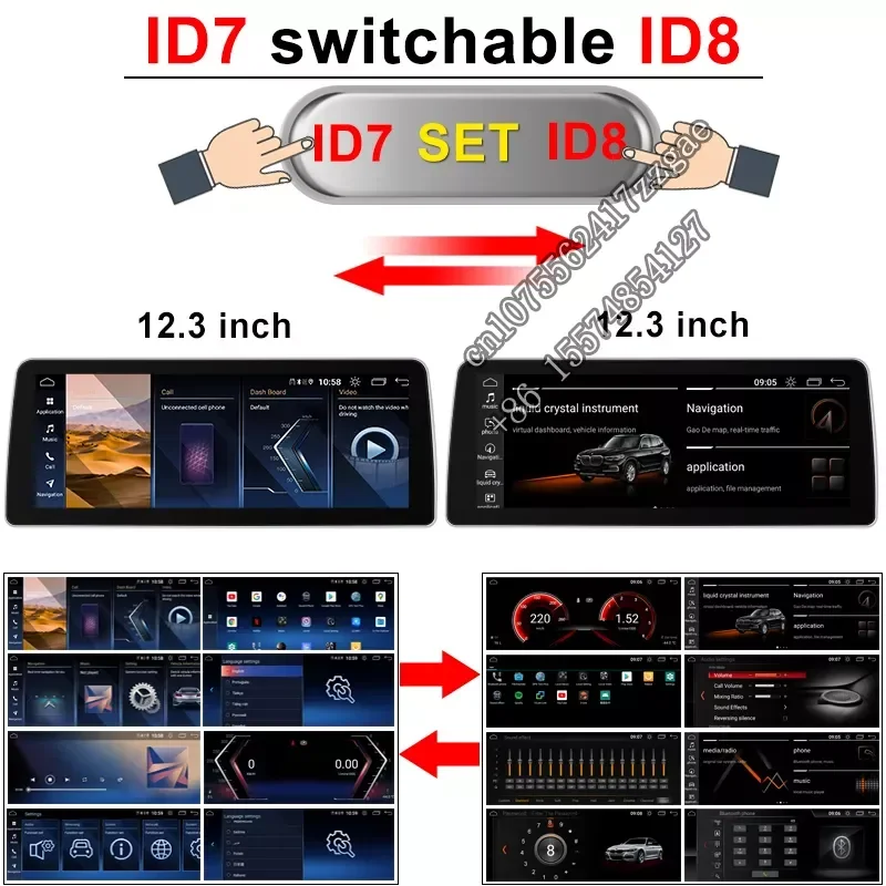 ID8 Snapdragon665 pemutar Video mobil, baru 12.3 inci 8Core Carplay  5Series F10 F11 Multimedia pusat layar Android