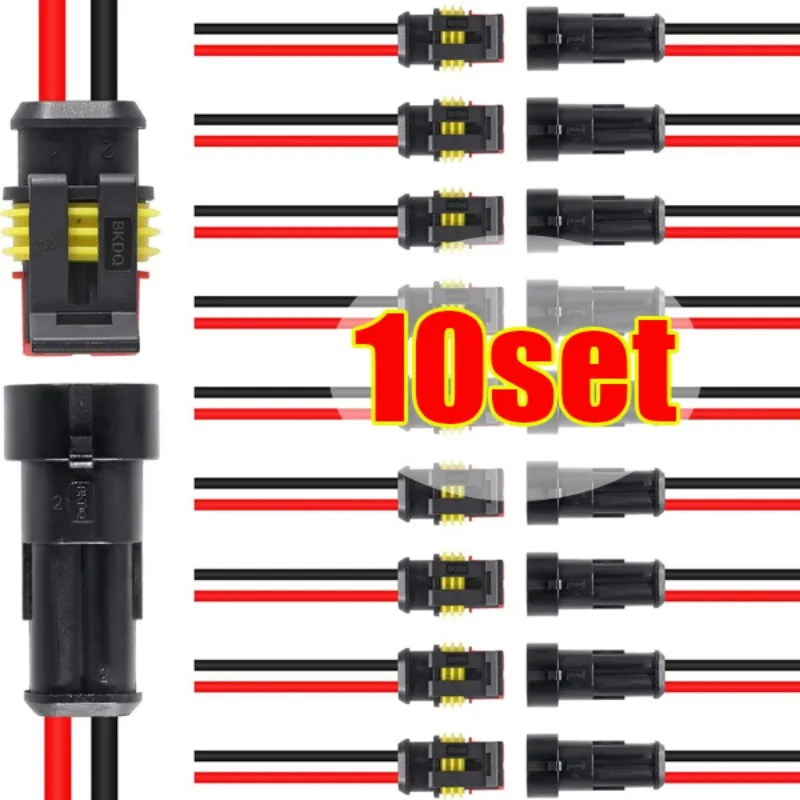 12V 2Pin Cable Wire Connector Plug Super Seal Waterproof Electrical Wire Connector Plug for Car Waterproof Connector