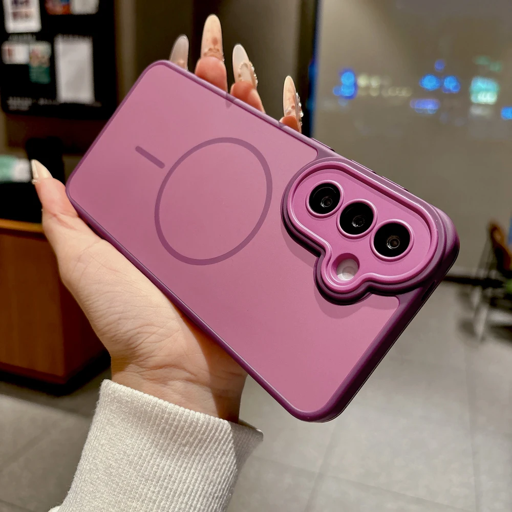 For Samsung Galaxy S26 S25 S24 S23 Plus A57 A37 A17 A18 A56 A36 A26 A16 5G 4G For Solid Color Magnetic Shockproof Charging Cover