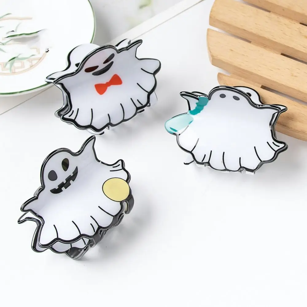 Cute Halloween Ghost Hair Claw Bat Skeleton Butterfly Hair Clip Spider Web Geometric Halloween Shark Clip Part